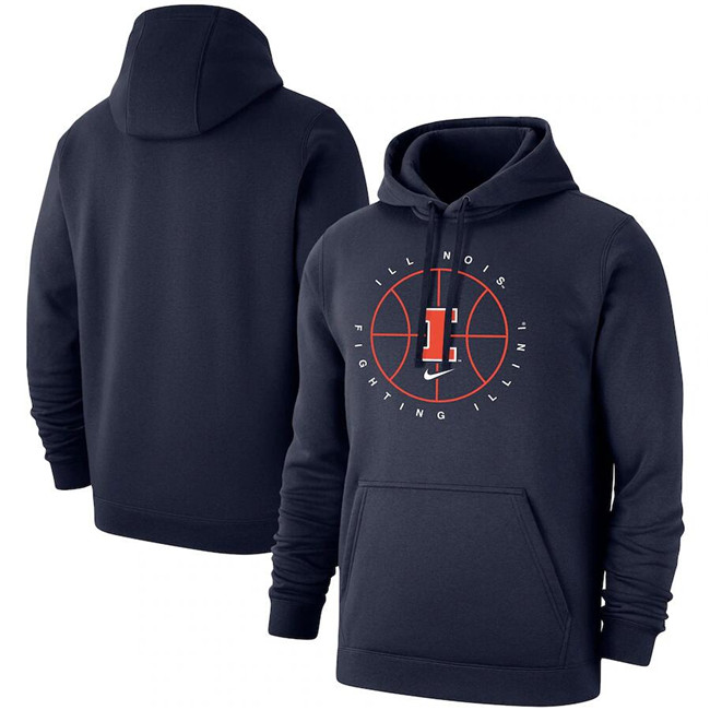 Men's Navy Illinois Fighting Illini Basketball Icon Club Fleece Pullover Hoodie